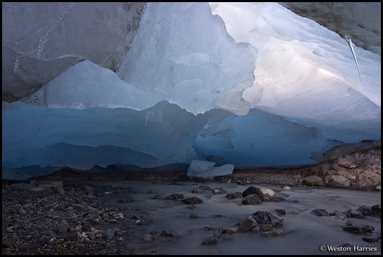 - Inside a glacial cave, Athabasca Glacier, Jasper NP, Canada -