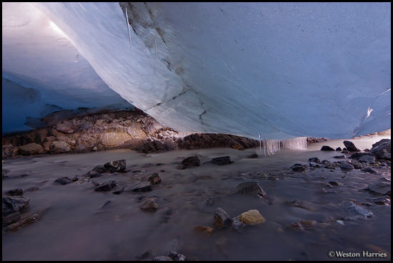 - Inside a glacial cave, Athabasca Glacier, Jasper NP, Canada -