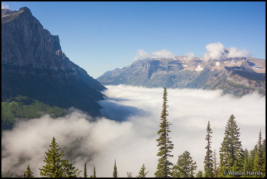 - McDonald Creek Valley Filled with a Sea of Clouds, Glacier NP -
