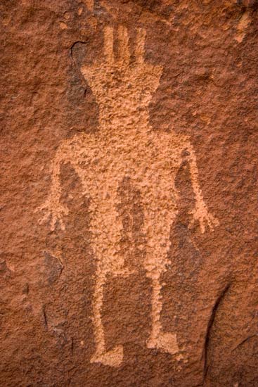- Human Figure Petroglyph at the Dark Angel Rock Art Site, Arches NP -