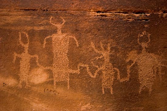 - Petroglyph of a Formative Period Family, Dark Angel Rock Art Site, Arches NP -