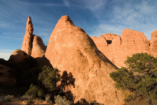- Sandstone Fins at Sunset, Arches NP -
