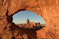 - Turret Arch Seen Through the North Window, Sunrise, Arches NP -