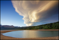 - Unusual Lenticular Cloud Formations Over Lower Two Medicine Lake
at Sunset, Glacier NP -