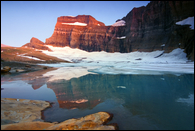 - Upper Grinnell Lake and Grinnell Glacier at Sunset, Glacier NP -