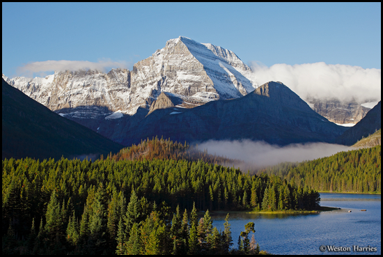 - Light Dusting of Snow on Mt. Gould in Morning Light, Glacier NP -