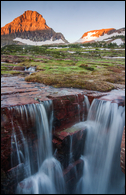 - Triple Falls Below Reynolds Mountain
at Sunrise, Glacier NP -