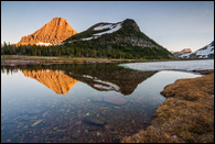 - Reynolds Mountain Reflected in a Seasonal Pond at Sunset, Glacier NP -
