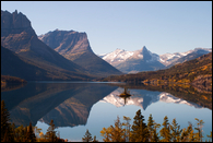 - Dusty Star Mtn, Fussilade Mtn, and Wild Goose Island
Reflected in St. Mary Lake, Glacier NP -