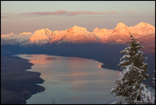 - Winter Sunset Over Lake McDonald, Seen From Apgar Lookout, Glacier NP -