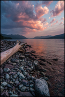 - Rocky Shore of Lake McDonald, Sunset, Glacier NP -