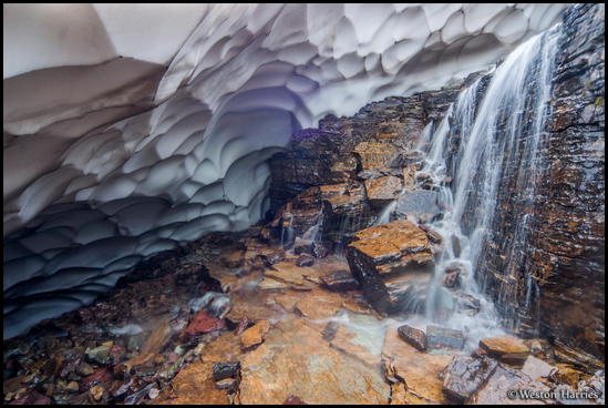 - Waterfall in the Middle of a Snow Cave, Glacier NP -
