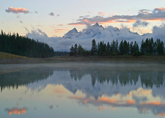 - Reflection of an Autumn Snow Storm Clearing at Sunset, Grand Teton NP -