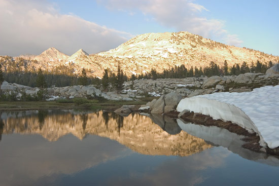 - Sunset Light on Goat Crest, Reflected in a Lake in Granite Basin, Kings Canyon NP -