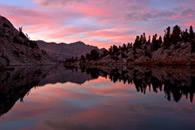 - Sunset Reflection in an Unnamed Lake, Sixty Lake Basin, Kings Canyon NP -