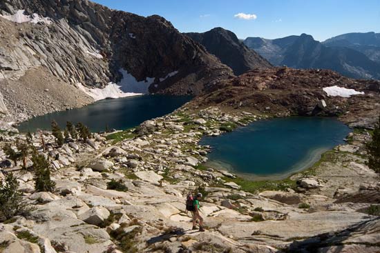 - Backpacker Descending Towards Crystal Lakes, Mineral King Area, Sequoia NP -