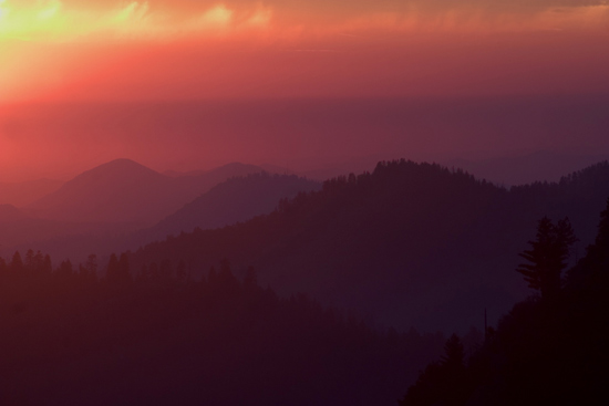- Sunset Over Distant Ridges, Seen From Moro Rock, Sequoia NP -