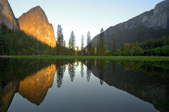 - Cathedral Rock Reflected in a Spring Pond, Sunrise, Yosemite NP -