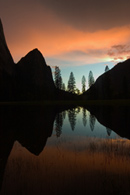 - Cathedral Rock Reflected in a Spring Pond, Sunset, Yosemite NP -
