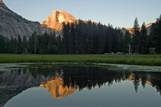 - Half Dome Reflected in a Spring Pond, Sunset, Yosemite NP -