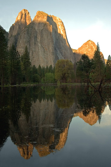 - Cathedral Rocks Reflected in a Spring Pond, Sunrise, Yosemite NP -