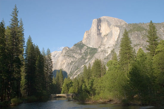 - Stoneman Bridge Crossing the Merced River Below Half Dome, Yosemite NP -