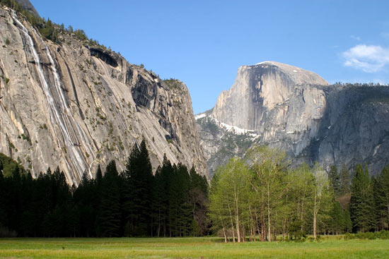 - Royal Arch Cascade and Half Dome, Seen From Awahnee Meadow, Yosemite NP -