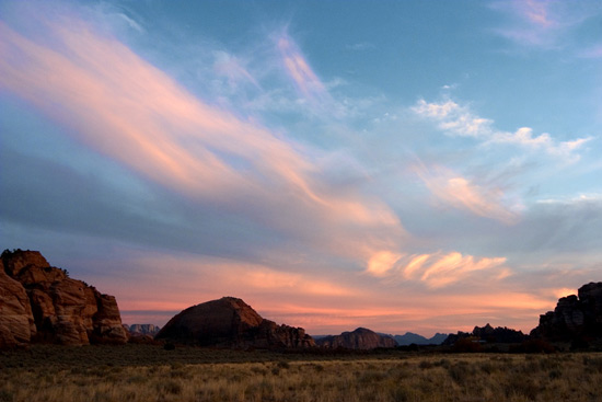 - Pink Sunset Clouds Over Cave Valley, Lower Kolob Plateau, Zion NP -