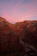 - Looking Down from the West Rim Trail at a Bend in the Virgin River, Sunset, Zion NP -